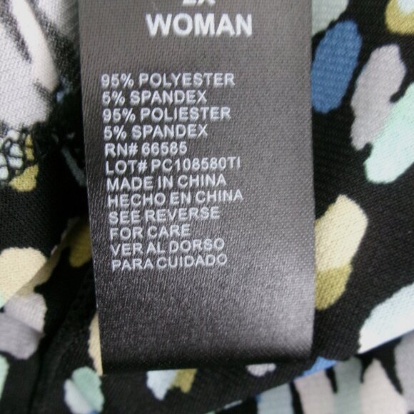 New Perceptions Stretch Knit Sleeveless Dress 2X Woman Blue Black White Green - Picture 12 of 14